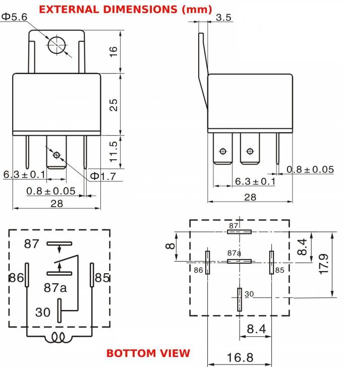 12V 30/40 Amp 5 Pin SPDT Automotive Power Relay