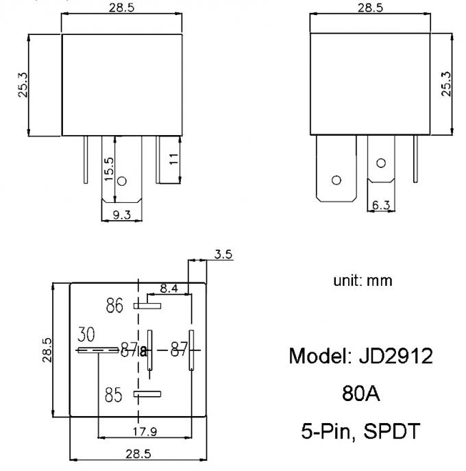 JD2912 80A 24VDC Car Truck Standard IgnitionAutomotive MultiPurpose Relay